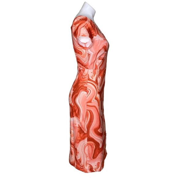 RACHEL Rachel Roy NWT $149 Swirl Cut Out Midi Dress, Orange White Women’s Size S - Picture 6 of 12